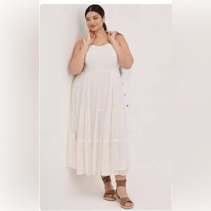 Torrid Maxi Chiffon And Lurex Tiered striped white gold Dress size 3 X